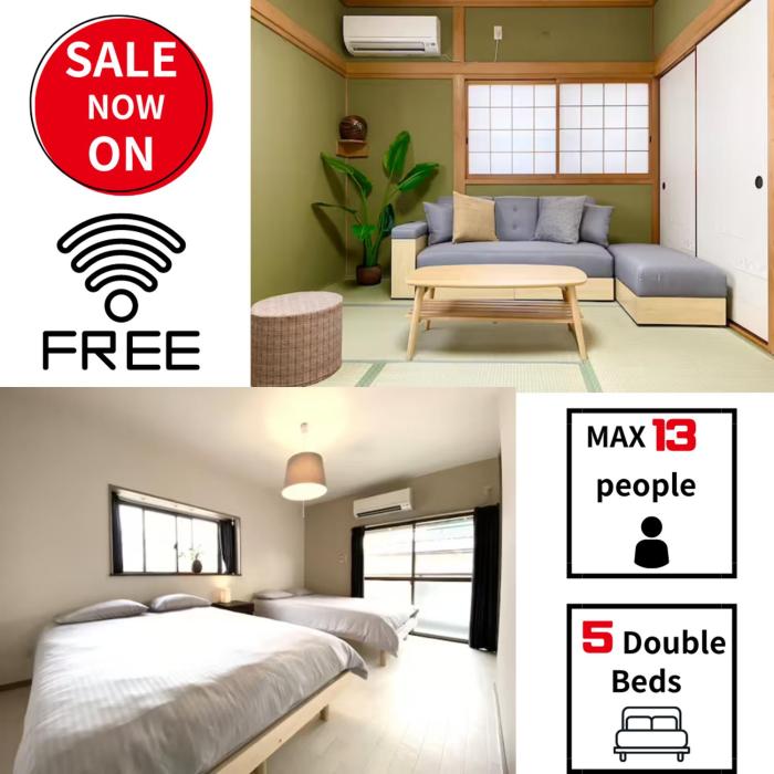 彬Large 5LDK House Near Tsuruhashi Station Max13 Guests