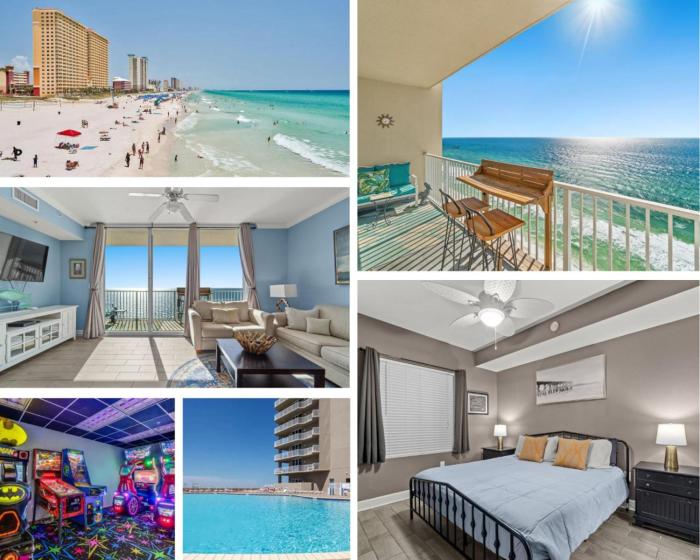 Stunning Beachfront Condo, Walk to Pier Park,Pools