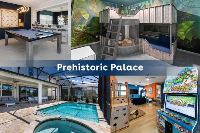 Chic Villa with Dino BR, Theater, Arcade & Pool Table