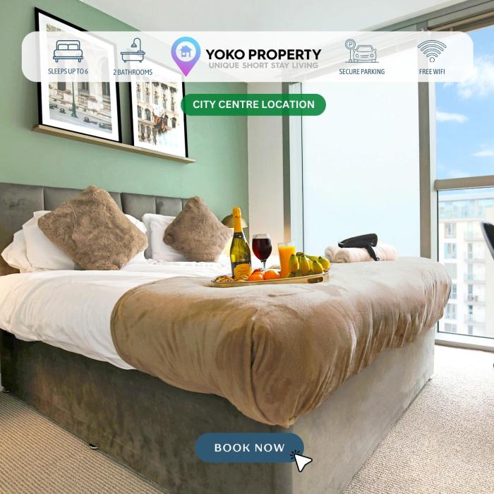 2 Bedroom 2 Bathroom Apartment - City Centre - Free Parking, Fast Wifi, Juliet Balcony and Smart TV with SkyTV and Netflix by Yoko Property