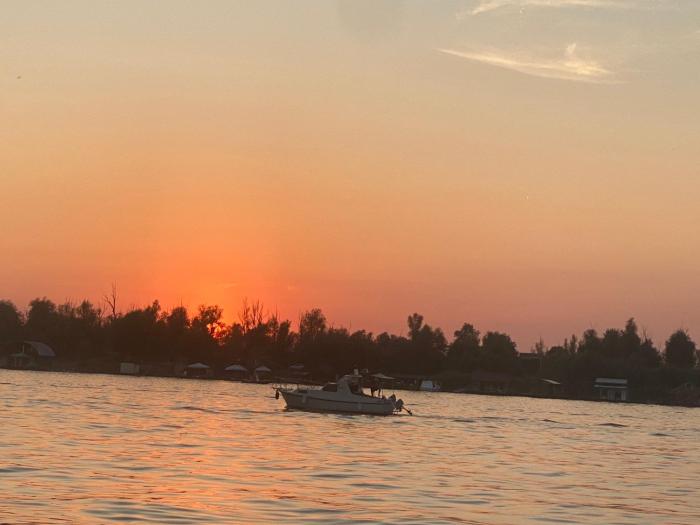 Beautiful houseboat on the Sava river