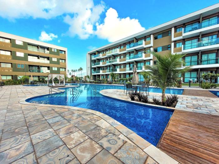 Flat Luxo Oasis do Mana 350m da praia, Polo Aquático-2Qts, 2Gar