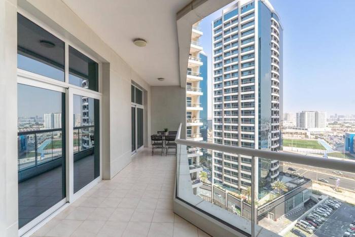 Vogue Vacation Homes, Al Fahad Tower, Al Barsha Heights near Mall of The Emirates, Walking Distance to DIC Metro Station, Two Bedroom Apartment with Balcony and Access toAmenities