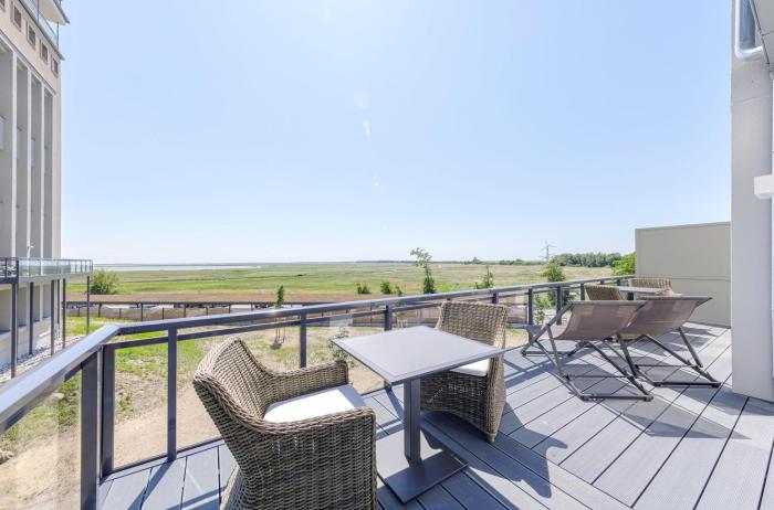 Große Strandoase 5 Sterne Ferienwohnung mit Blick auf den Bodden