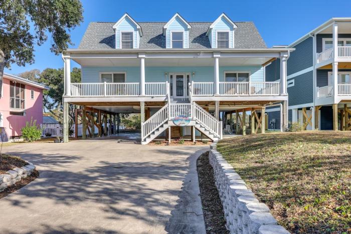 Waterfront Oak Island Home with Dock