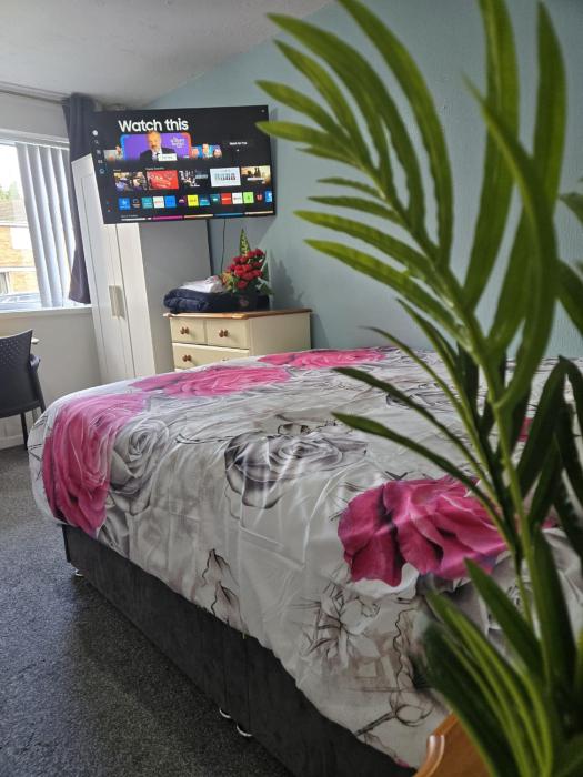 A cosy room with a king-sized bed & Netflix TV