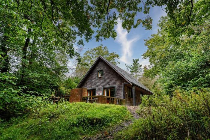 Ellastone, woodland lodge with hot tub for 8