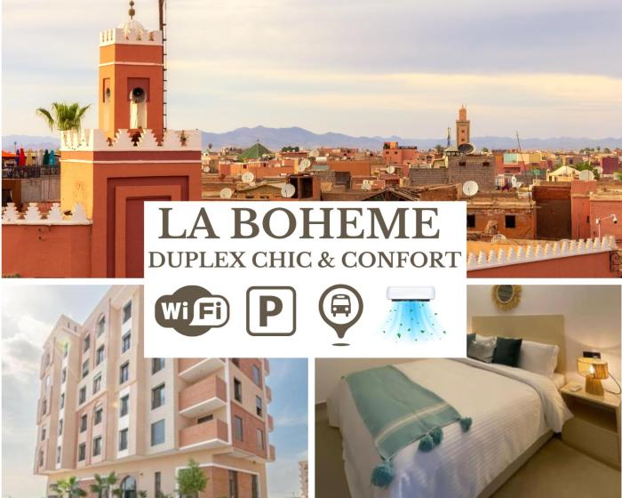 La Bohéme - Duplex Neuf - Modern & Chic - Proche Gare - Confort - CLIM Parking et WIFI Gratuit ! GUELIZ