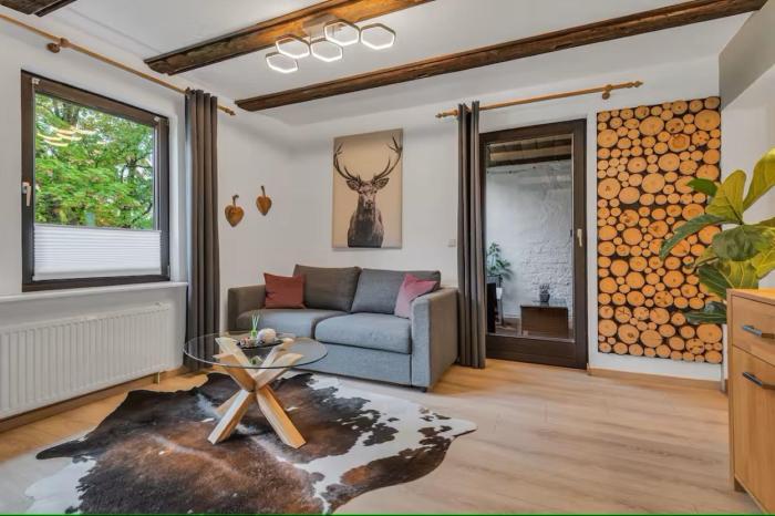 HIRSCH Stadt Apartment 2 - Terrasse mit Flussblick - Parkplatz