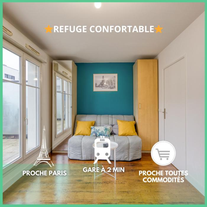 Refuge confortable - Terrasse - Gare Villiers à 2 min