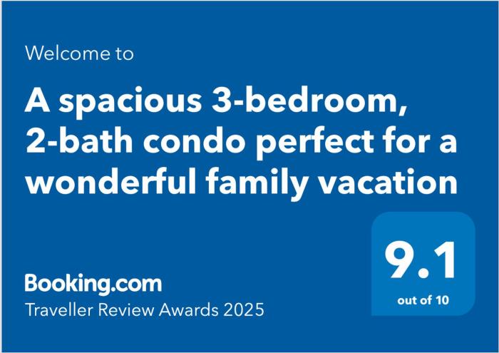 A spacious 3-bedroom, 2-bath condo perfect for a wonderful family vacation