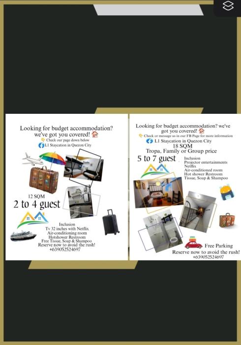 L1 Staycation in Quezon City 1Br or 2Br