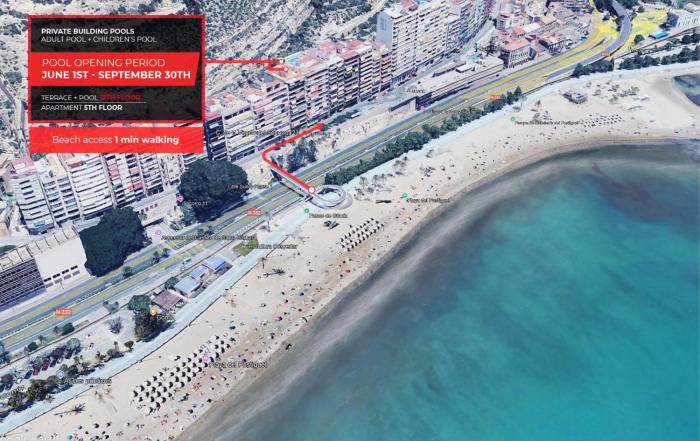 Céntrico, reformado, frente a playa de Alicante y piscina