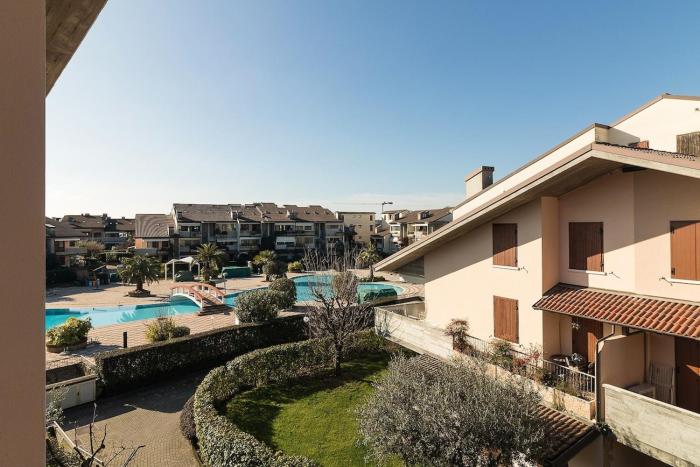 Attic view pool and garage