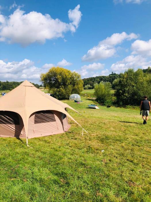 Hertford belltent farm stay riverside firepit bbq