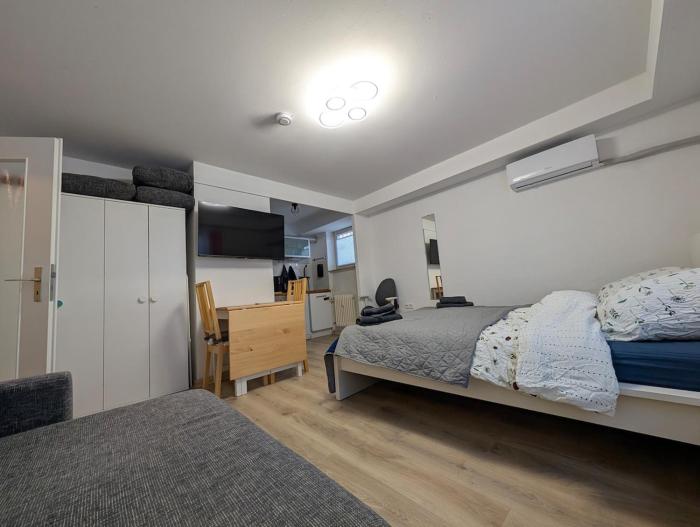 Apartment with AC, full kitchen, self check in, parking, 8 min to SAP campus, Wi Fi