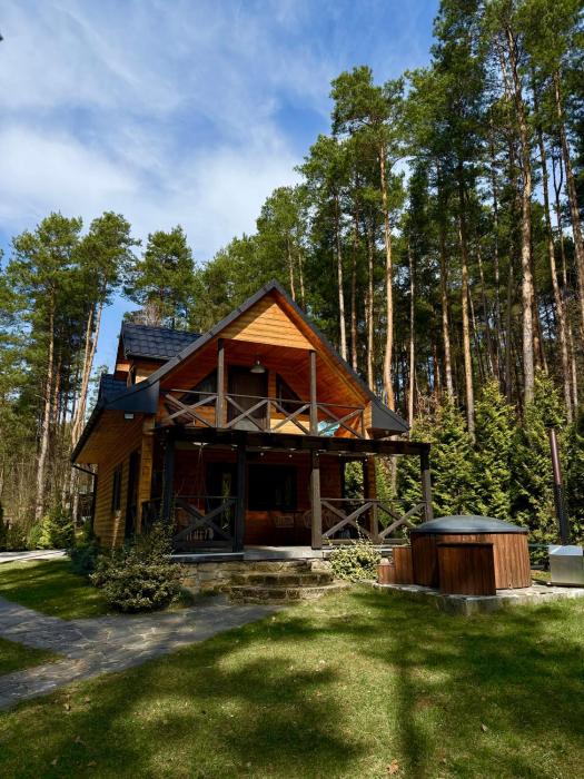 Domek w lesie nad zalewem