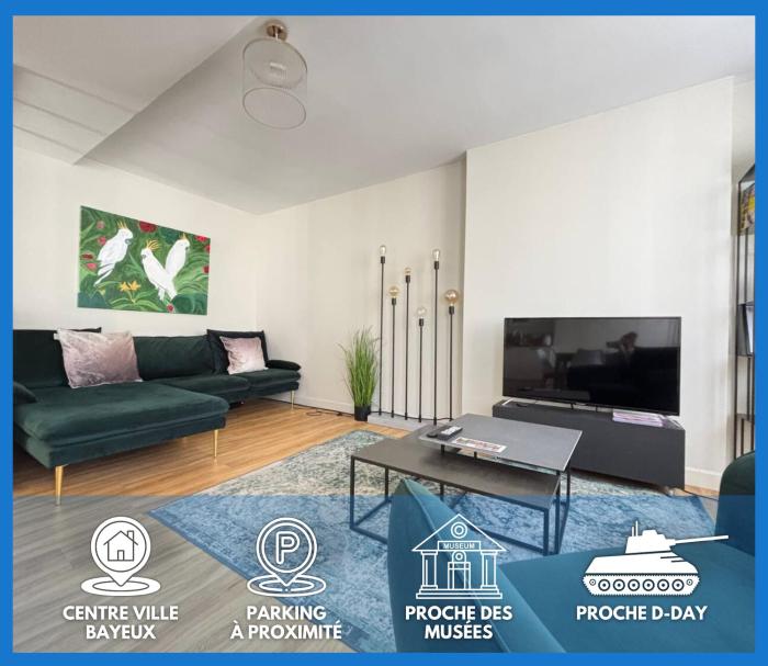 Bajocasse Apt duplex spacieux 3 ch 2 sdb cosy plein centre Bayeux décoration élégante proche plages du débarquement