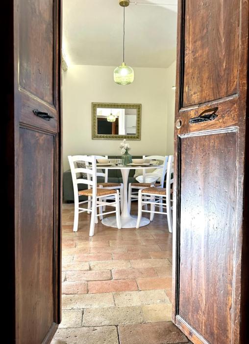 Charming light terraces near Basilica in Assisi