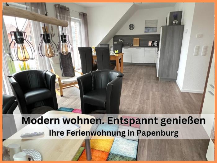 Ferienwohnung "Aurora" Papenburg Großer Balkon Einbauküche Neubau 74 qm Free Wifi 2 Schlafzimmer