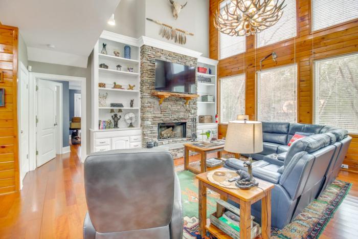 Game Room and Fire Pit Riverfront Home in Ellijay!