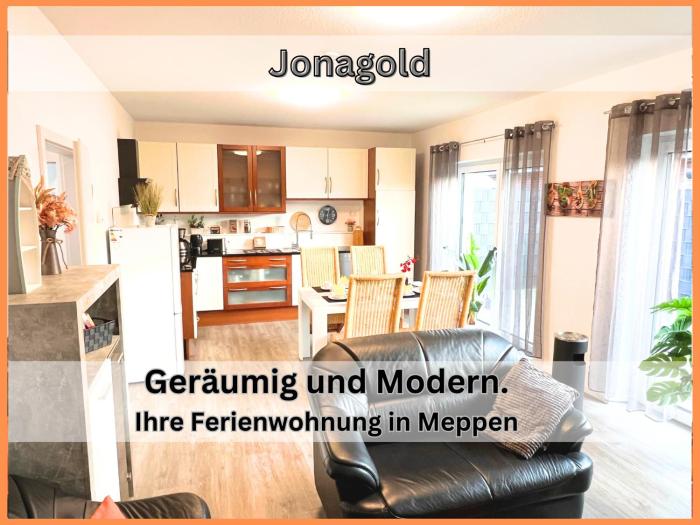 "Jonagold" Meppen Ebenerdig 84 qm Carport Terrasse Free WiFi Neubau 2 Schlafzimmer bis 4 Personen Einbauküche