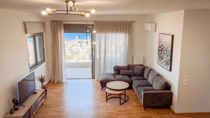 Voula Hill Panoramic Views of Sea and Athens 129 sqm 2 bedrooms 2 bathrooms Big Fully Equipped New Apartment Peaceful