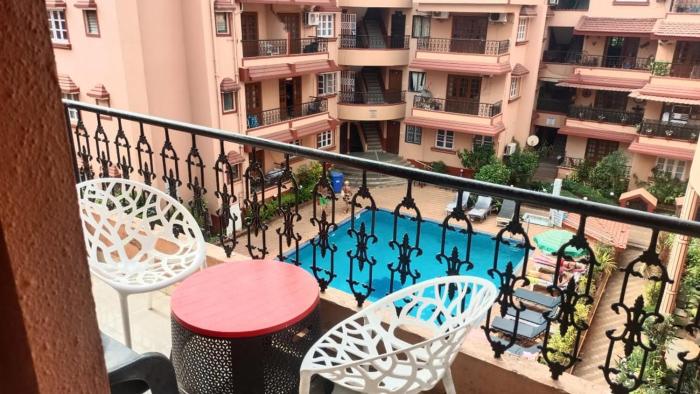 1 bhk apartment with pool baga beach saldana