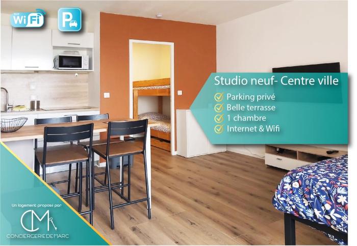 Beau Studio centre ville avec parking privé