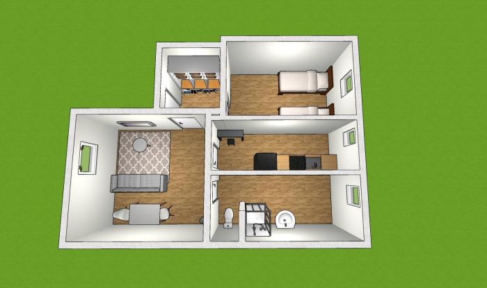 EMAS 8 Wohnung mit 2 Einzelbetten, Küche, Dusche, TV