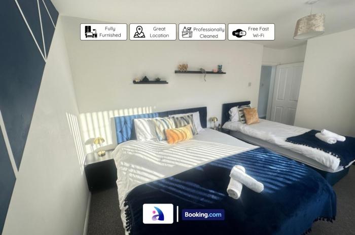 Modern 3-Bed By Avalora Short Lets & Serviced Accommodation Near Manchester Airport With Parking, Ideal for Long Stays