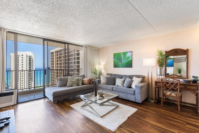 Sky-High Oceanview Escape at Waikiki Banyan with Free Parking (23214)