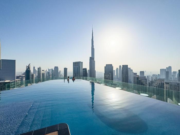 Infinity Rooftop Pool with Full Burj Khalifa View