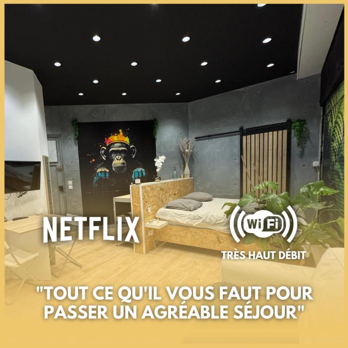 Studio Jungle with Netflix and video projector