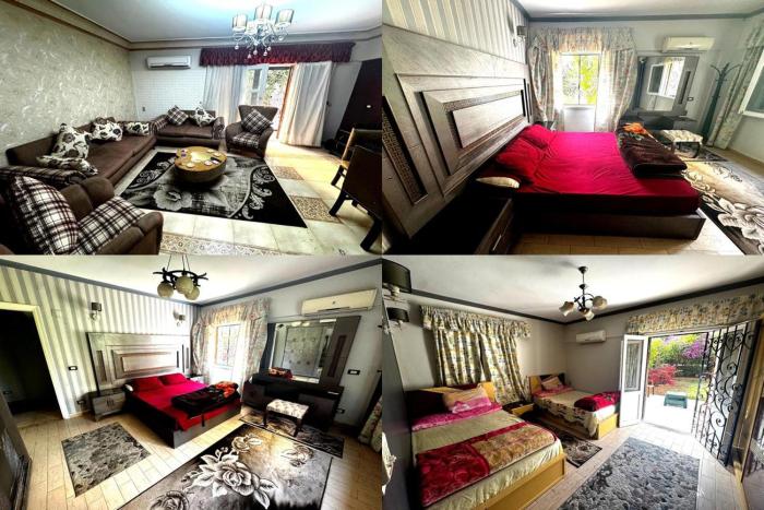 شقة غرفتين نوم بحديقة خاصة في المعمورة الشاطئ دور أرضي