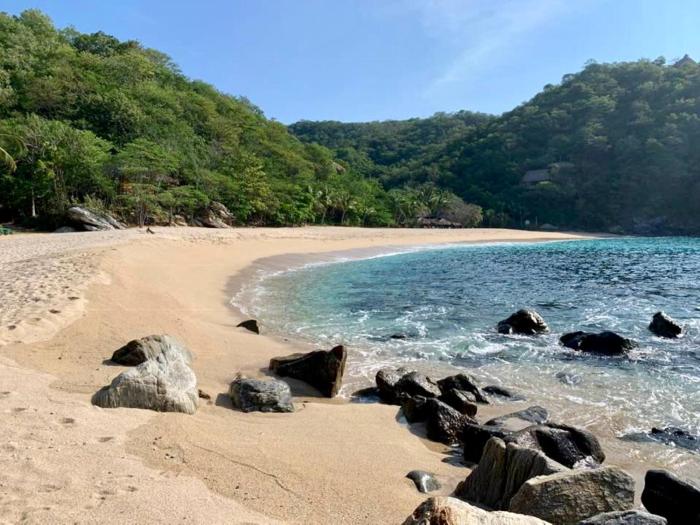 La casa de los árboles frente a la playa con alberca