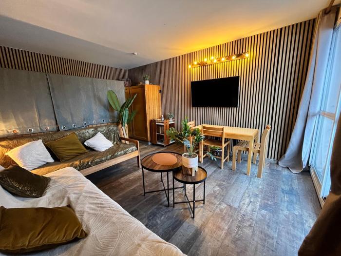 Studio familial, chaleureux, pied des pistes, 5e étage, côté calme