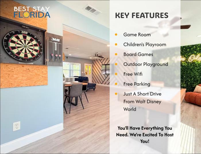 Spacious Orlando Stay Free Wifi Game Room