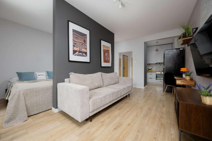 Unique Bright Studio for 4 People Remote Work & Balcony Close to PGE by Noclegi Renters