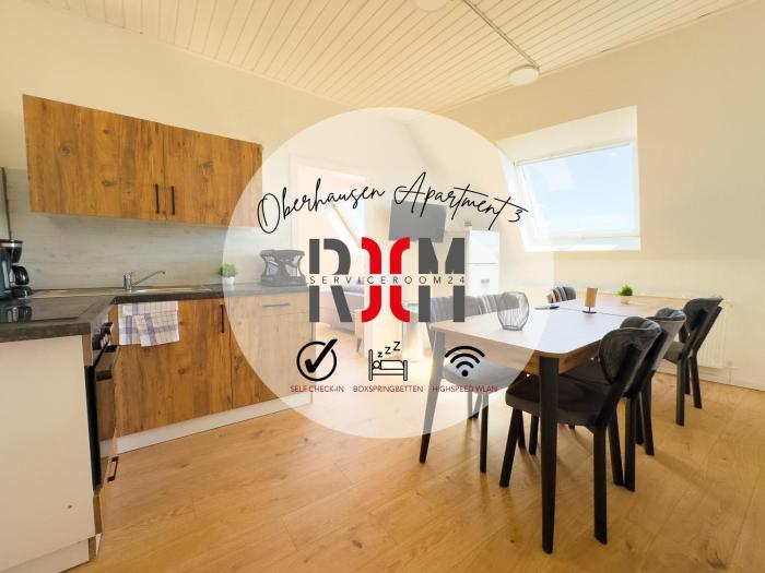 Serviceroom24 - Apartment 3 in Oberhausen WLAN - Smart-TV - 24-7 Check-in und Küche
