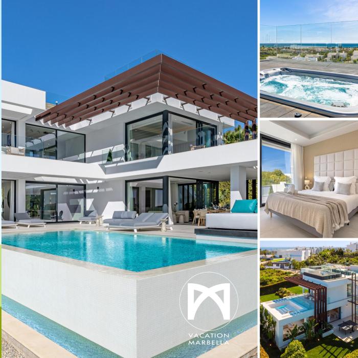 VACATION MARBELLA I Villa Martinica, Turquoise Heated Pool, Rooftop Hot Tub with Sea View, Cine Room, 5 min to the Beach