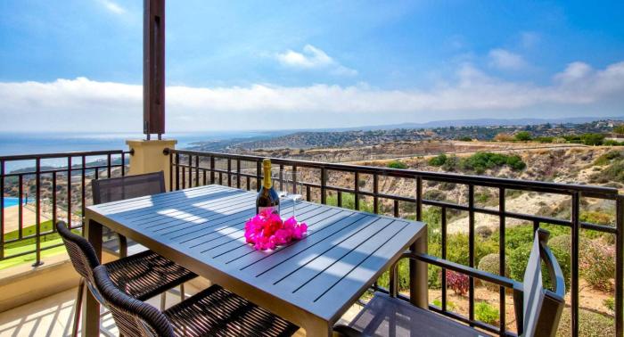 Beautiful Sea and Sunset Views from Apartment CE13, Theseus Village, Aphrodite Hills