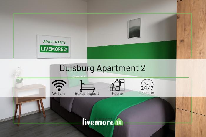 Livemore24 - Apartment 2 in Duisburg WLAN - Smart-TV - 24-7 Check-in und Küche