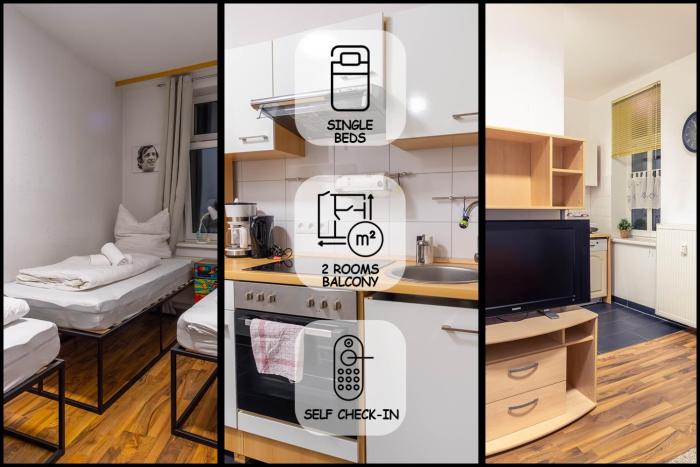 Balkon, Waschmaschine, TV, Einzelbetten, nahe Völkerschlachtsdenkmal