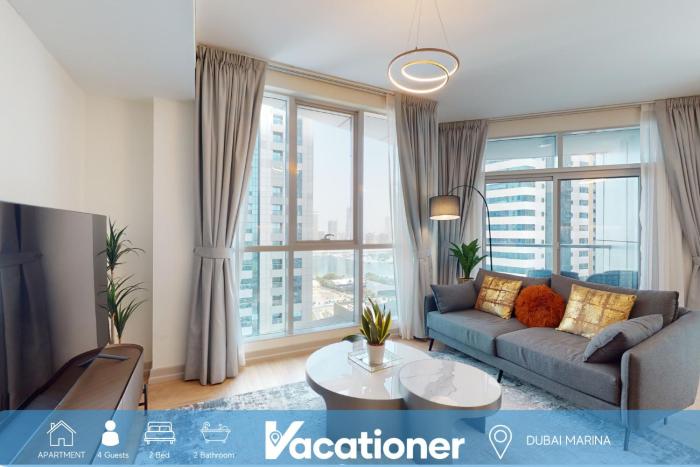 Vacationer Holiday Homes I Glamorous 2 Bedroom I Steps from Barasti Beach I Marina Views