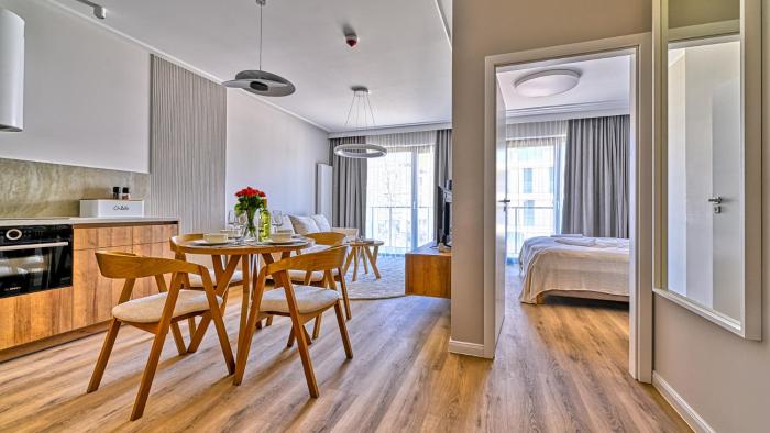Rezydencja Niechorze D210 z 2 sypialniami Eco Boho z Basenem, Sauną, Jacuzzi, przy samej PLAŻY - 5D Apartments
