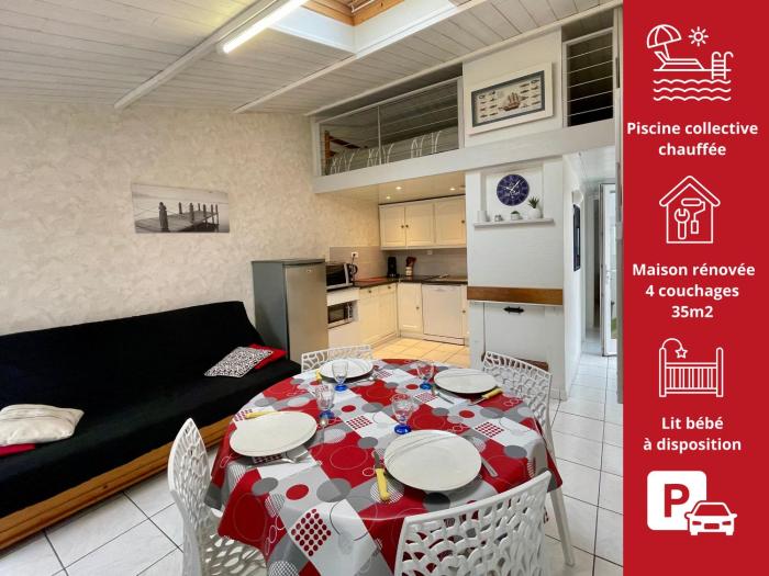 Maison rénovée avec piscine chauffée, tennis et parking à 100m des commerces - FR-1-231-330