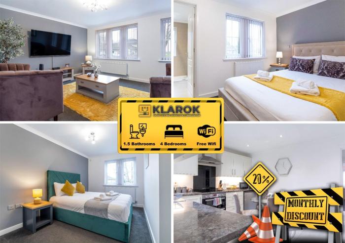 LONG STAYS 30pct OFF - Spacious 4Bed - Sports Channels - Parking By Klarok Short Lets & Serviced Accommodation