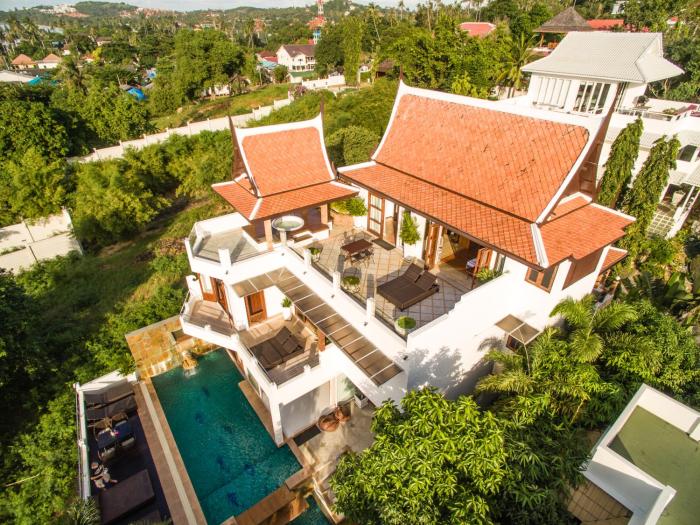 Thai Villa Melitta Bangrak Bohput, Beach, Pool, SeaViews, 6-enSuite, Full Villa, Luxury, AAA Location Koh Samui
