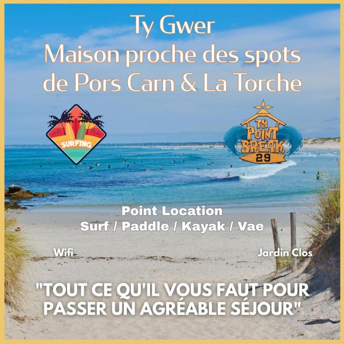 Ty Gwer proche des plages de Pors Carn & La Torche - 8 personnes